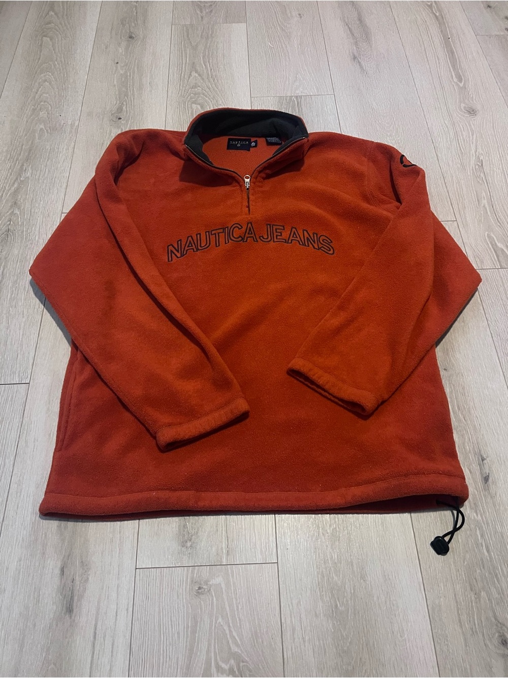 Nautica Orange Zip-Up Fleece Sweater